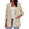 imagePRETTYGARDEN Blazers for Women 2025 Fall Work Office Suit Jackets Dressy Open Front Leopard Blazer Business Casual OutfitsBeige