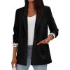 imagePRETTYGARDEN Blazers for Women 2025 Fall Work Office Suit Jackets Dressy Open Front Leopard Blazer Business Casual OutfitsBlack