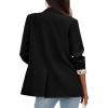 imagePRETTYGARDEN Blazers for Women 2025 Fall Work Office Suit Jackets Dressy Open Front Leopard Blazer Business Casual OutfitsBlack