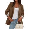 imagePRETTYGARDEN Blazers for Women 2025 Fall Work Office Suit Jackets Dressy Open Front Leopard Blazer Business Casual OutfitsBrown