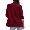 imagePRETTYGARDEN Blazers for Women 2025 Fall Work Office Suit Jackets Dressy Open Front Leopard Blazer Business Casual OutfitsBurgundy