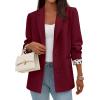 imagePRETTYGARDEN Blazers for Women 2025 Fall Work Office Suit Jackets Dressy Open Front Leopard Blazer Business Casual OutfitsBurgundy