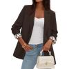 imagePRETTYGARDEN Blazers for Women 2025 Fall Work Office Suit Jackets Dressy Open Front Leopard Blazer Business Casual OutfitsCoffee
