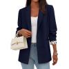 imagePRETTYGARDEN Blazers for Women 2025 Fall Work Office Suit Jackets Dressy Open Front Leopard Blazer Business Casual OutfitsDark Blue