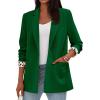 imagePRETTYGARDEN Blazers for Women 2025 Fall Work Office Suit Jackets Dressy Open Front Leopard Blazer Business Casual OutfitsGreen