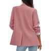 imagePRETTYGARDEN Blazers for Women 2025 Fall Work Office Suit Jackets Dressy Open Front Leopard Blazer Business Casual OutfitsPink