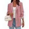 imagePRETTYGARDEN Blazers for Women 2025 Fall Work Office Suit Jackets Dressy Open Front Leopard Blazer Business Casual OutfitsPink