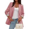 imagePRETTYGARDEN Blazers for Women 2025 Fall Work Office Suit Jackets Dressy Open Front Leopard Blazer Business Casual OutfitsPink