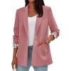 imagePRETTYGARDEN Blazers for Women 2025 Fall Work Office Suit Jackets Dressy Open Front Leopard Blazer Business Casual OutfitsPink