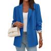 imagePRETTYGARDEN Blazers for Women 2025 Fall Work Office Suit Jackets Dressy Open Front Leopard Blazer Business Casual OutfitsRoyal Blue