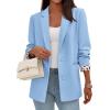 imagePRETTYGARDEN Blazers for Women 2025 Fall Work Office Suit Jackets Dressy Open Front Leopard Blazer Business Casual OutfitsSky Blue