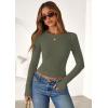 imagePRETTYGARDEN Women 2025 Fall Clothes Long Sleeve Shirts Ribbed Knit Fitted Basic Tee Going Out Tops Underscrub Casual OutfitsArmy Green
