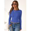 imagePRETTYGARDEN Women 2025 Fall Clothes Long Sleeve Shirts Ribbed Knit Fitted Basic Tee Going Out Tops Underscrub Casual OutfitsBlue