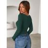 imagePRETTYGARDEN Women 2025 Fall Clothes Long Sleeve Shirts Ribbed Knit Fitted Basic Tee Going Out Tops Underscrub Casual OutfitsDark Green