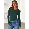 imagePRETTYGARDEN Women 2025 Fall Clothes Long Sleeve Shirts Ribbed Knit Fitted Basic Tee Going Out Tops Underscrub Casual OutfitsDark Green