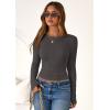 imagePRETTYGARDEN Women 2025 Fall Clothes Long Sleeve Shirts Ribbed Knit Fitted Basic Tee Going Out Tops Underscrub Casual OutfitsDark Grey