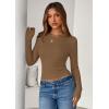 imagePRETTYGARDEN Women 2025 Fall Clothes Long Sleeve Shirts Ribbed Knit Fitted Basic Tee Going Out Tops Underscrub Casual OutfitsDark Khaki
