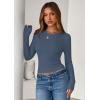 imagePRETTYGARDEN Women 2025 Fall Clothes Long Sleeve Shirts Ribbed Knit Fitted Basic Tee Going Out Tops Underscrub Casual OutfitsDusty Blue