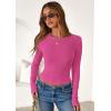 imagePRETTYGARDEN Women 2025 Fall Clothes Long Sleeve Shirts Ribbed Knit Fitted Basic Tee Going Out Tops Underscrub Casual OutfitsHot Pink