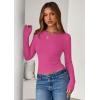 imagePRETTYGARDEN Women 2025 Fall Clothes Long Sleeve Shirts Ribbed Knit Fitted Basic Tee Going Out Tops Underscrub Casual OutfitsHot Pink