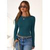 imagePRETTYGARDEN Women 2025 Fall Clothes Long Sleeve Shirts Ribbed Knit Fitted Basic Tee Going Out Tops Underscrub Casual OutfitsPeacock Blue