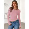 imagePRETTYGARDEN Women 2025 Fall Clothes Long Sleeve Shirts Ribbed Knit Fitted Basic Tee Going Out Tops Underscrub Casual OutfitsPink