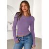 imagePRETTYGARDEN Women 2025 Fall Clothes Long Sleeve Shirts Ribbed Knit Fitted Basic Tee Going Out Tops Underscrub Casual OutfitsPurple
