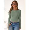 imagePRETTYGARDEN Women 2025 Fall Clothes Long Sleeve Shirts Ribbed Knit Fitted Basic Tee Going Out Tops Underscrub Casual OutfitsSage Green