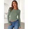 imagePRETTYGARDEN Women 2025 Fall Clothes Long Sleeve Shirts Ribbed Knit Fitted Basic Tee Going Out Tops Underscrub Casual OutfitsSage Green