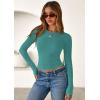 imagePRETTYGARDEN Women 2025 Fall Clothes Long Sleeve Shirts Ribbed Knit Fitted Basic Tee Going Out Tops Underscrub Casual OutfitsTeal