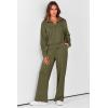 imagePRETTYGARDEN Womens 2 Piece Outfits Casual Lapel Half Zip Sweatshirts And Wide Leg Pants Tracksuit SetsArmy Green