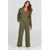 imagePRETTYGARDEN Womens 2 Piece Outfits Casual Lapel Half Zip Sweatshirts And Wide Leg Pants Tracksuit SetsArmy Green
