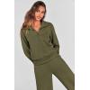 imagePRETTYGARDEN Womens 2 Piece Outfits Casual Lapel Half Zip Sweatshirts And Wide Leg Pants Tracksuit SetsArmy Green