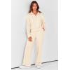 imagePRETTYGARDEN Womens 2 Piece Outfits Casual Lapel Half Zip Sweatshirts And Wide Leg Pants Tracksuit SetsBeige