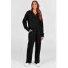 imagePRETTYGARDEN Womens 2 Piece Outfits Casual Lapel Half Zip Sweatshirts And Wide Leg Pants Tracksuit SetsBlack