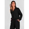 imagePRETTYGARDEN Womens 2 Piece Outfits Casual Lapel Half Zip Sweatshirts And Wide Leg Pants Tracksuit SetsBlack