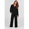 imagePRETTYGARDEN Womens 2 Piece Outfits Casual Lapel Half Zip Sweatshirts And Wide Leg Pants Tracksuit SetsBlack