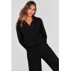 imagePRETTYGARDEN Womens 2 Piece Outfits Casual Lapel Half Zip Sweatshirts And Wide Leg Pants Tracksuit SetsBlack