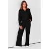 imagePRETTYGARDEN Womens 2 Piece Outfits Casual Lapel Half Zip Sweatshirts And Wide Leg Pants Tracksuit SetsBlack