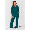 imagePRETTYGARDEN Womens 2 Piece Outfits Casual Lapel Half Zip Sweatshirts And Wide Leg Pants Tracksuit SetsBlue Green