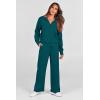 imagePRETTYGARDEN Womens 2 Piece Outfits Casual Lapel Half Zip Sweatshirts And Wide Leg Pants Tracksuit SetsBlue Green