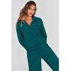 imagePRETTYGARDEN Womens 2 Piece Outfits Casual Lapel Half Zip Sweatshirts And Wide Leg Pants Tracksuit SetsBlue Green