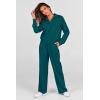 imagePRETTYGARDEN Womens 2 Piece Outfits Casual Lapel Half Zip Sweatshirts And Wide Leg Pants Tracksuit SetsBlue Green