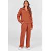 imagePRETTYGARDEN Womens 2 Piece Outfits Casual Lapel Half Zip Sweatshirts And Wide Leg Pants Tracksuit SetsBrick Red