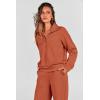 imagePRETTYGARDEN Womens 2 Piece Outfits Casual Lapel Half Zip Sweatshirts And Wide Leg Pants Tracksuit SetsBrick Red