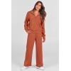 imagePRETTYGARDEN Womens 2 Piece Outfits Casual Lapel Half Zip Sweatshirts And Wide Leg Pants Tracksuit SetsBrick Red
