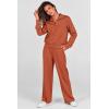 imagePRETTYGARDEN Womens 2 Piece Outfits Casual Lapel Half Zip Sweatshirts And Wide Leg Pants Tracksuit SetsBrick Red