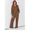 imagePRETTYGARDEN Womens 2 Piece Outfits Casual Lapel Half Zip Sweatshirts And Wide Leg Pants Tracksuit SetsBrown