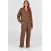 imagePRETTYGARDEN Womens 2 Piece Outfits Casual Lapel Half Zip Sweatshirts And Wide Leg Pants Tracksuit SetsBrown