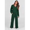 imagePRETTYGARDEN Womens 2 Piece Outfits Casual Lapel Half Zip Sweatshirts And Wide Leg Pants Tracksuit SetsDark Green